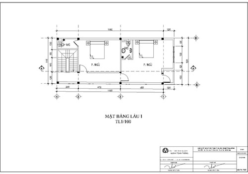 Hồ sơ bản vẽ xin phép xây dựng Thuận An, mặt bằng lầu 1